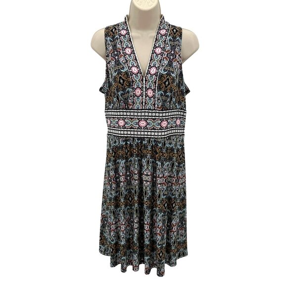Maggy London Petite Multicolor Paisley Sleeveless Dress Size 10P - Picture 1 of 9